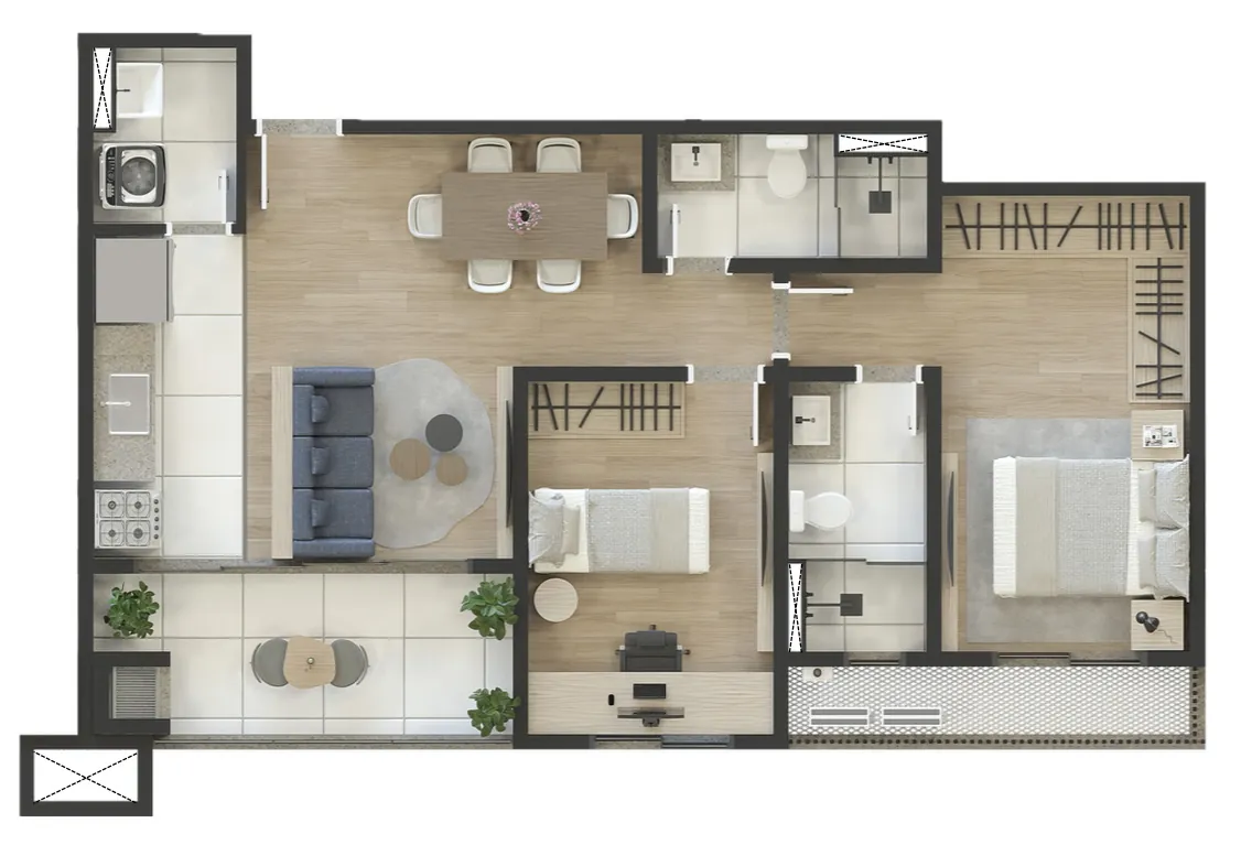 Planta do apartamento com a distribuição dos finais