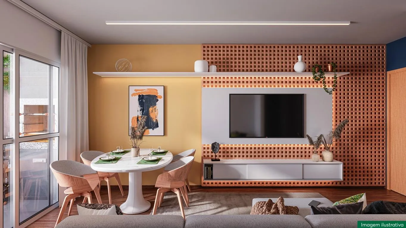 Sala de estar e jantar decoradas