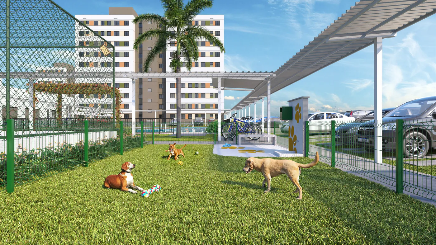 Espaço pet e fachada das torres