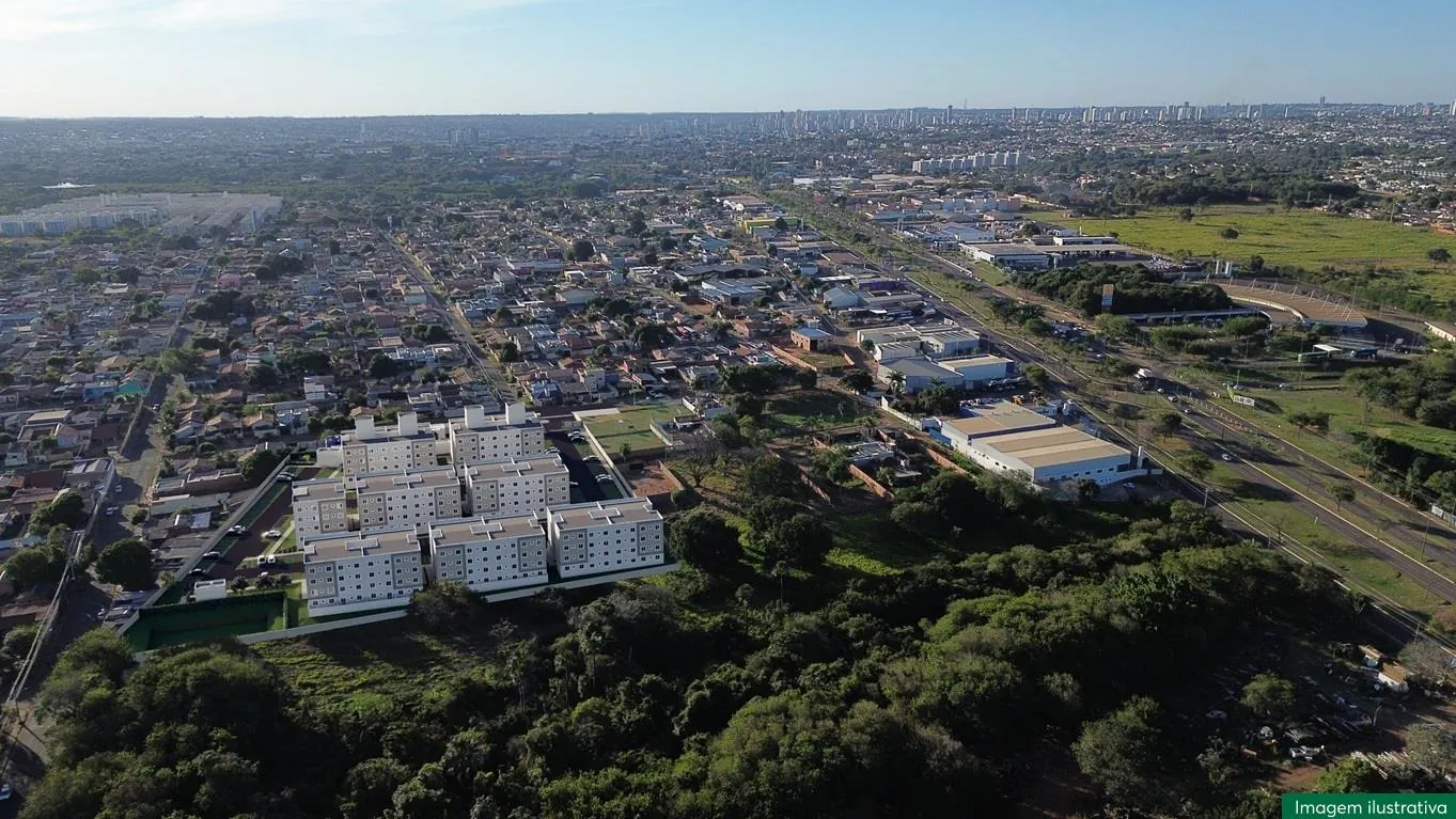 Vista aérea do empreendimento e do entorno