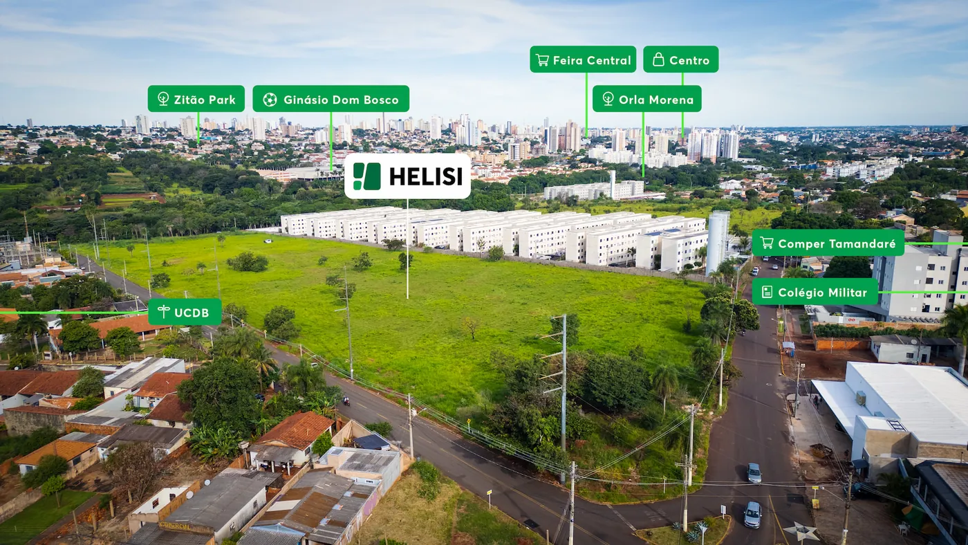 Vista aérea do terreno com os pontos de referência do bairro