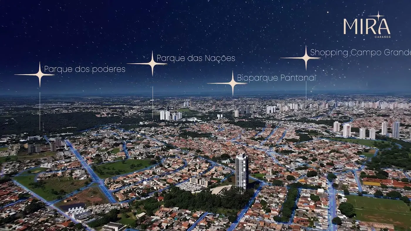 Vista aérea com Parque dos Poderes, Parque das Nações e Shopping Campo Grande