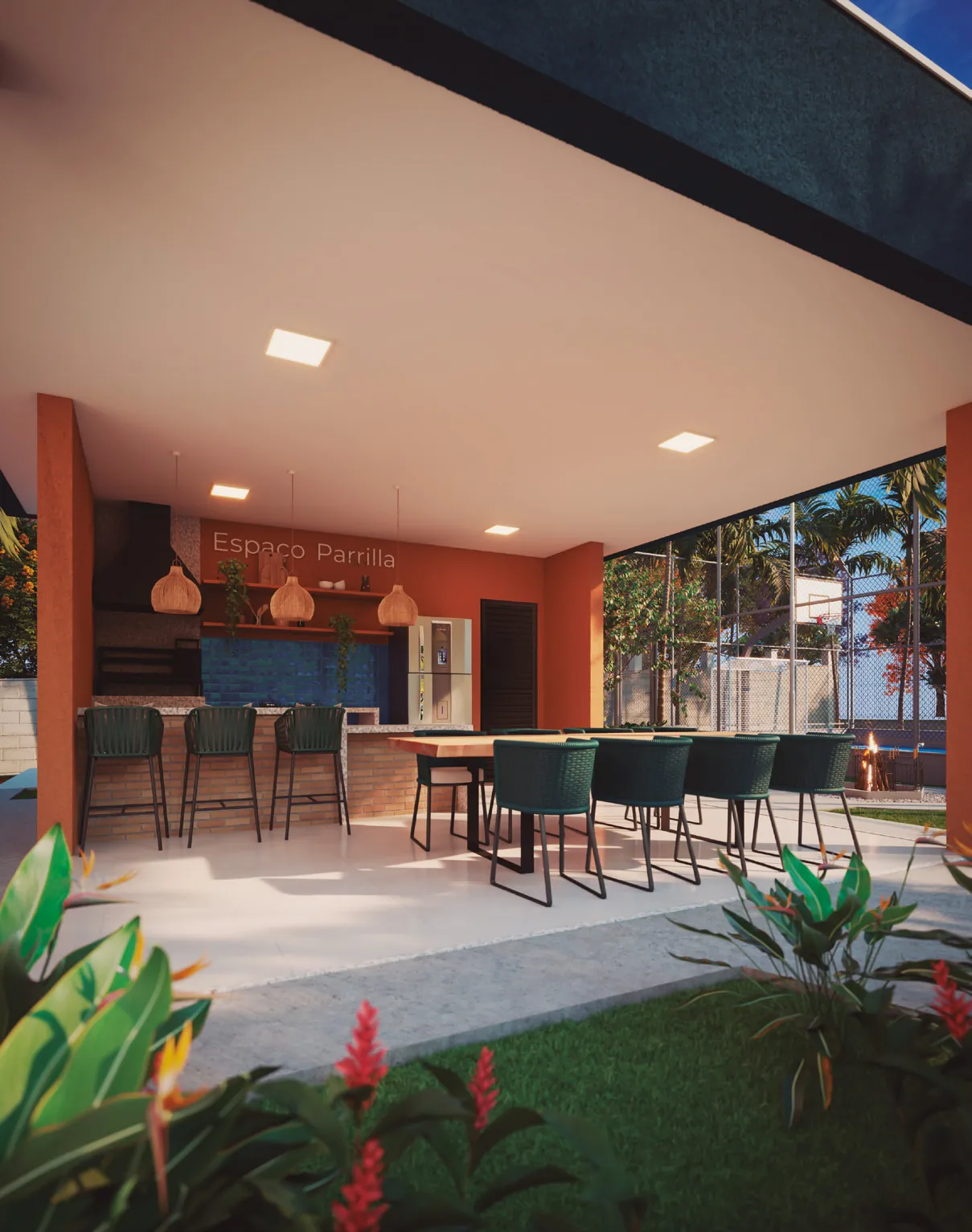 Espaço parrilla com bancada
