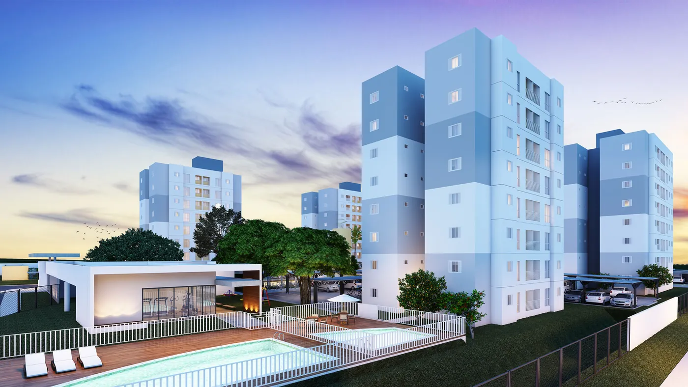 Fachada com a piscina em primeiro plano
