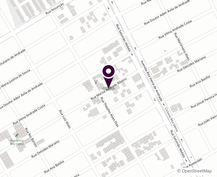 Mapa com a localização do Castello di Ângelo na Rua Mariza Andrade Ribeiro – Rita Vieira, em Campo Grande MS