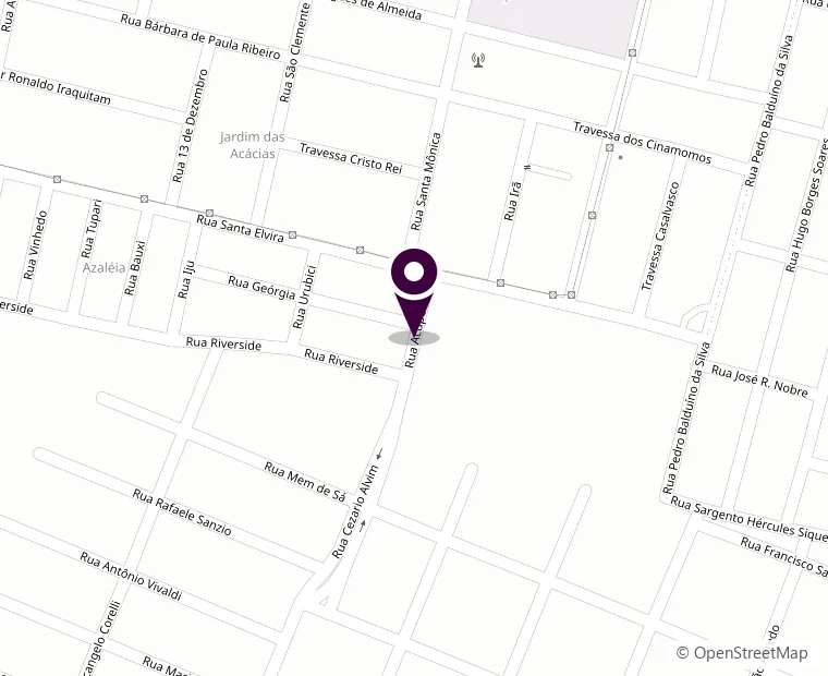Mapa com a localização do Castello di Mathisa na Rua Acupe — Vila Nasser, em Campo Grande MS