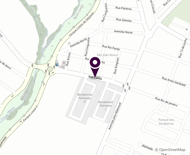 Mapa com a localização do Castello di Veneto na Rua Canaã, 5 — Monte Castelo, em Campo Grande MS