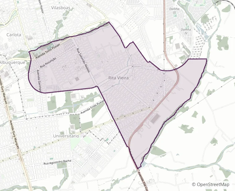 Mapa da região do bairro Rita Vieira, em Campo Grande MS, onde fica o Villas de Terrassa